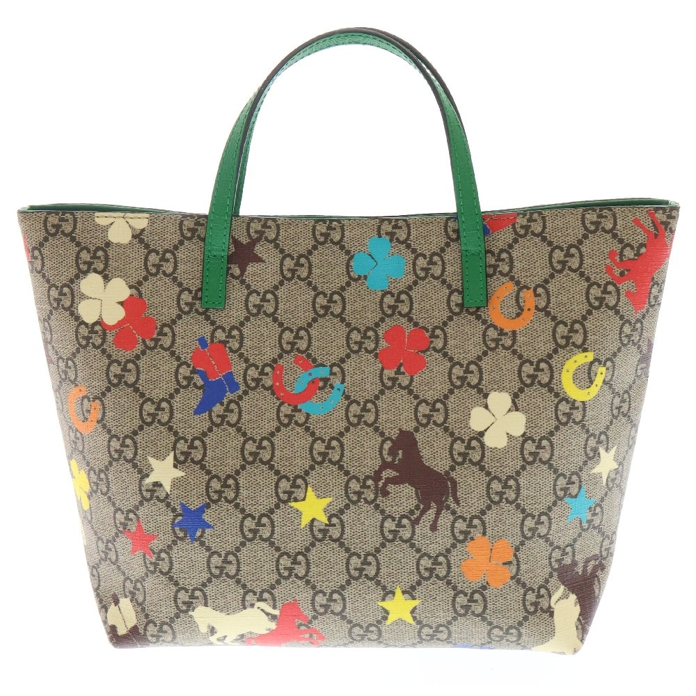 GUCCI(グッチ) GGスプリーム トートバッグ ハンドバッグ ミニバッグ ベージュ×グリーン マルチカラー レザー 410812