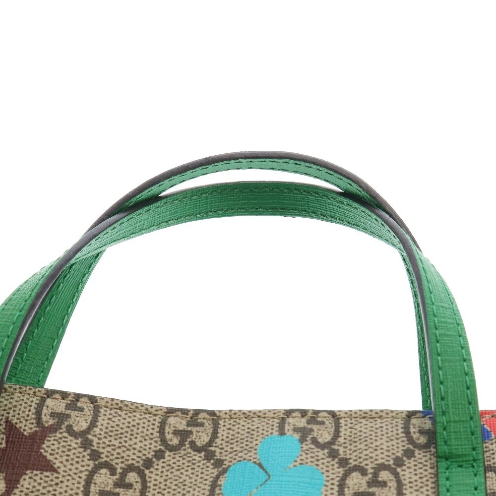 GUCCI(グッチ) GGスプリーム トートバッグ ハンドバッグ ミニバッグ ベージュ×グリーン マルチカラー レザー 410812