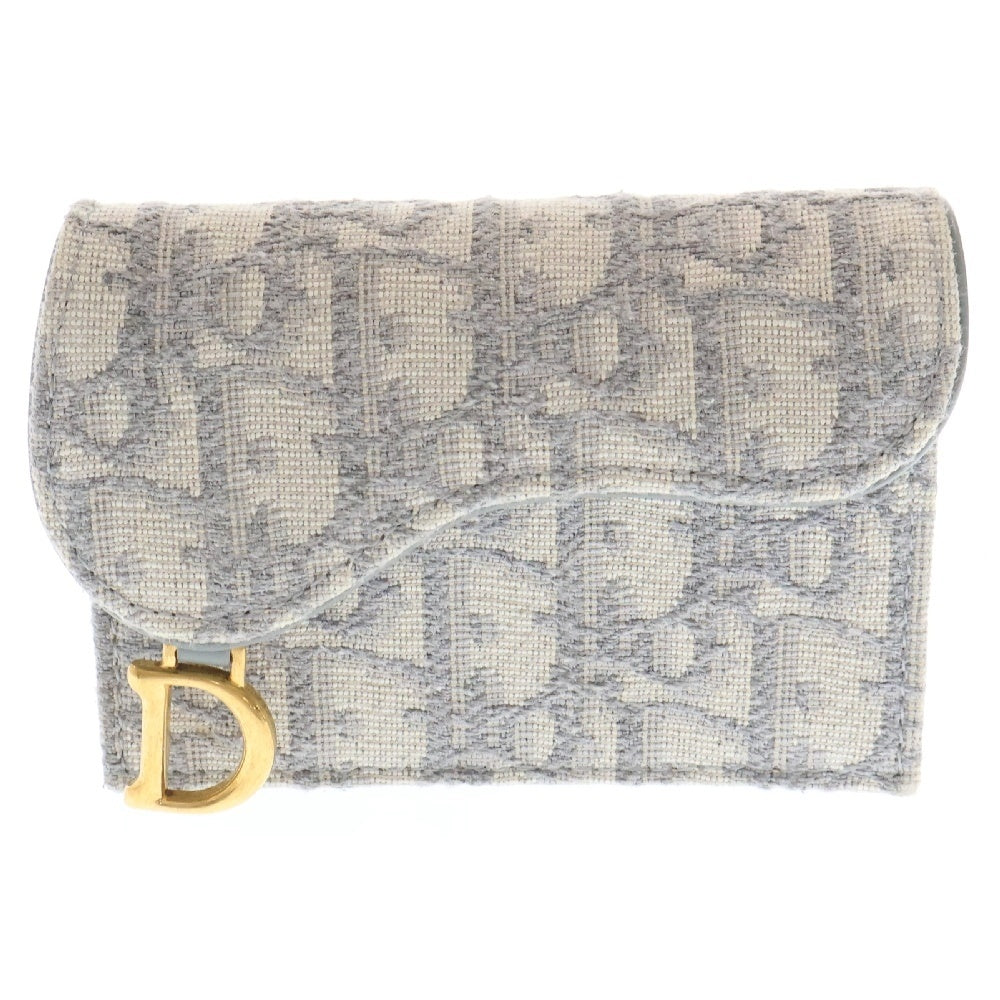 Christian Dior(クリスチャンディオール) サドル オブリーク カードケース グレー キャンバス×レザー