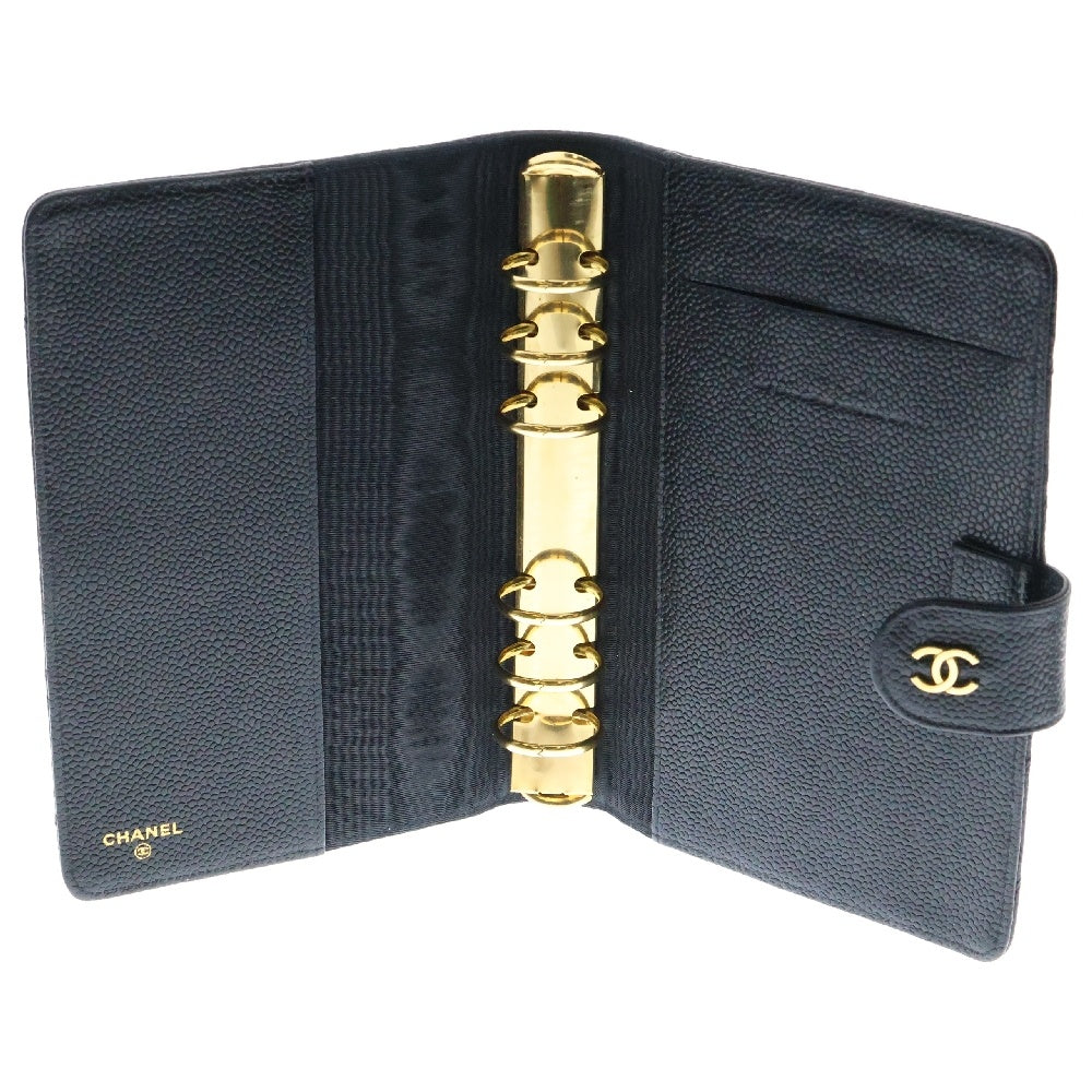 CHANEL(シャネル) マトラッセ ピコローレ 手帳カバー ブックカバー キャビアスキン ブラック ゴールド金具