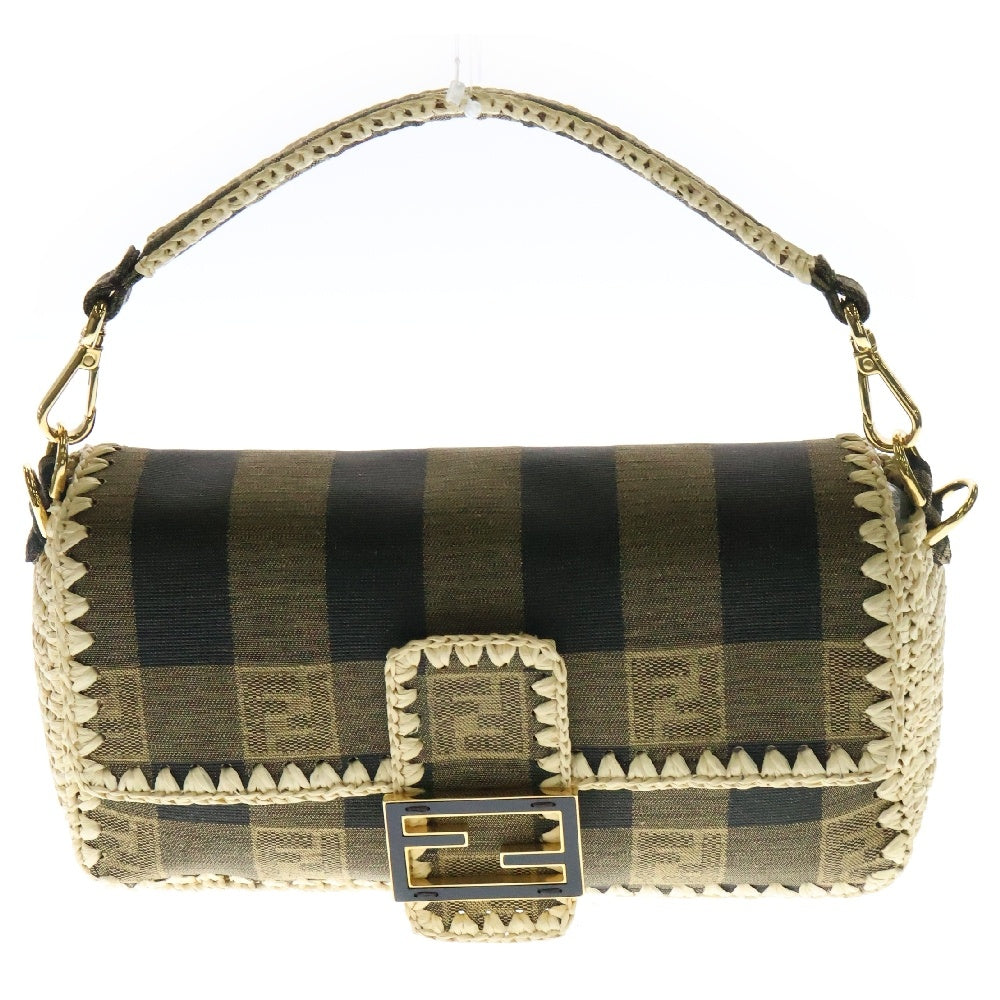 FENDI(フェンディ) ズッカ ペカン マンマバケット 2WAYバッグ ハンドバッグ ショルダーバッグ ブラウン キャンバス ゴールド金具 8BR600