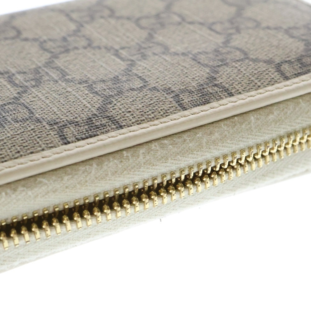 GUCCI(グッチ) ホースビット 1955 ジップアラウンドウォレット ロングウォレット 長財布 ゴールド金具 キャンバス×レザー ベージュ×ホワイト 621889