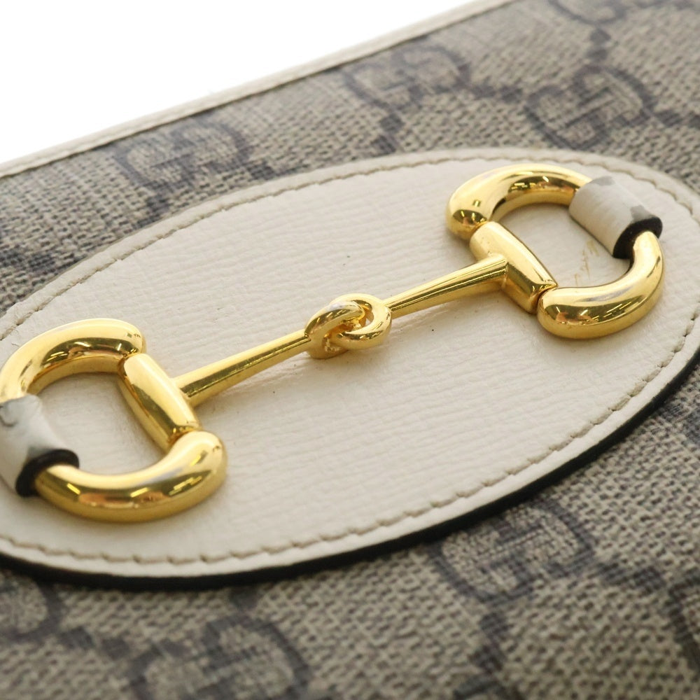 GUCCI(グッチ) ホースビット 1955 ジップアラウンドウォレット ロングウォレット 長財布 ゴールド金具 キャンバス×レザー ベージュ×ホワイト 621889