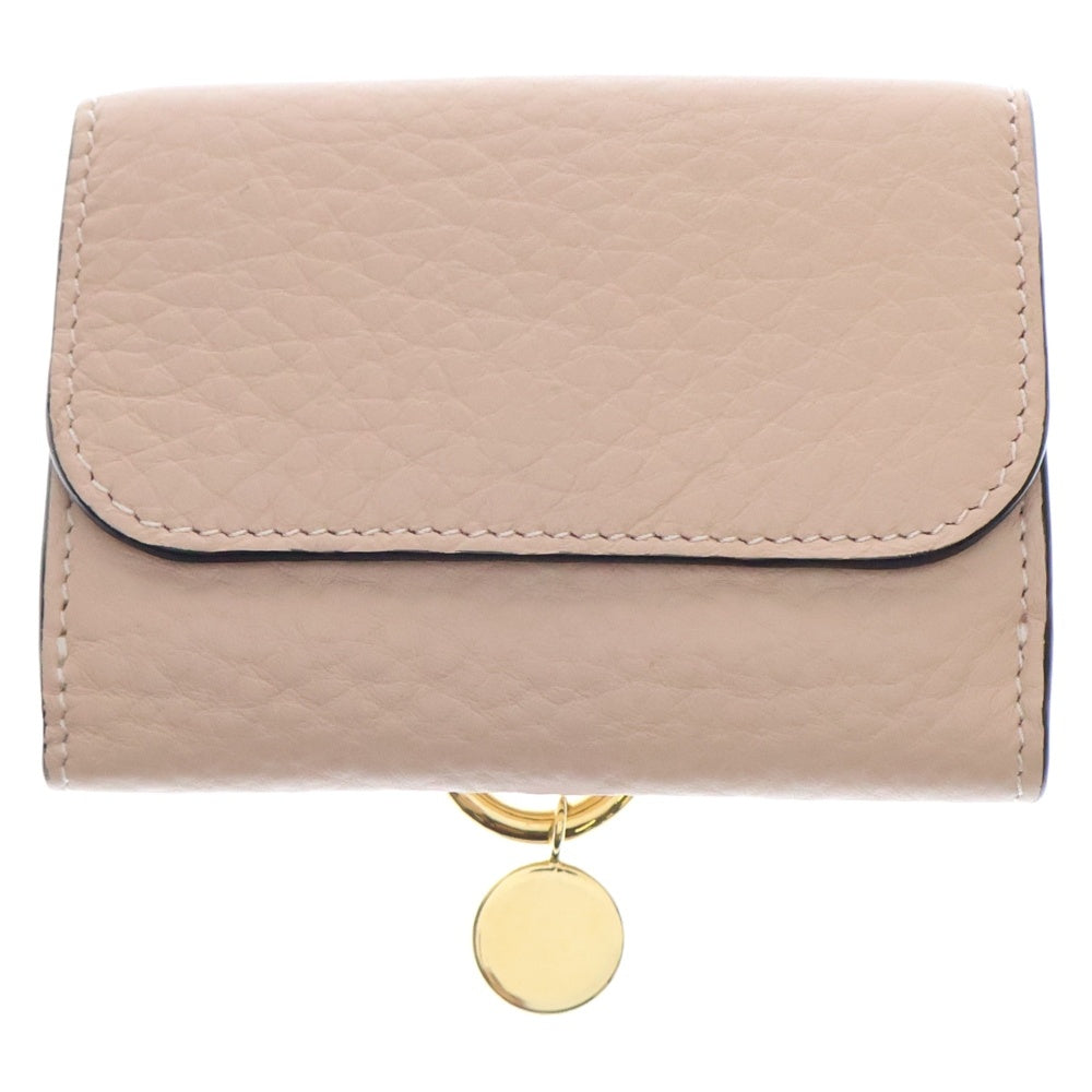 Chloe(クロエ) スモールトリフォールド 三つ折り財布 コンパクトウォレット ゴールド金具 ピンク レザー