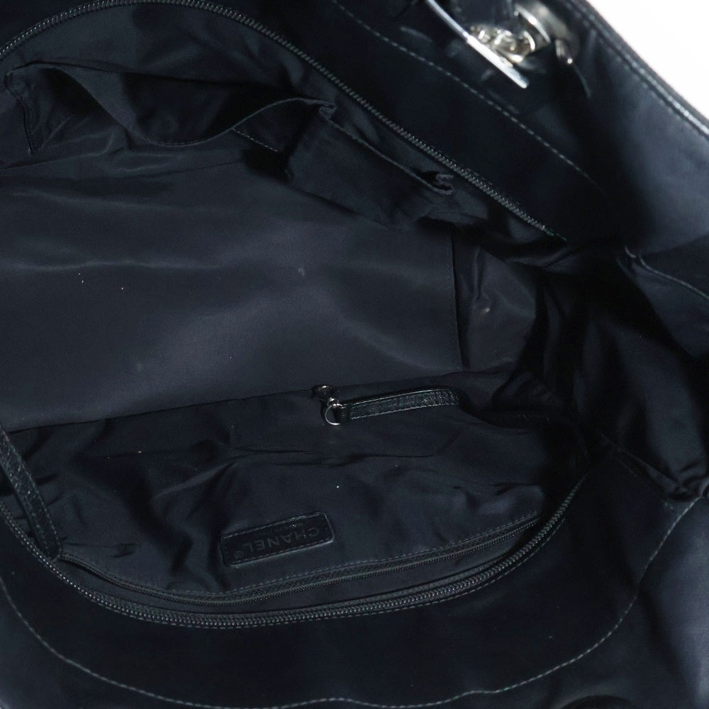 CHANEL(シャネル) パリビアリッツGM トートバック ハンドバッグ ブラック シルバー金具 レザー×キャンバス