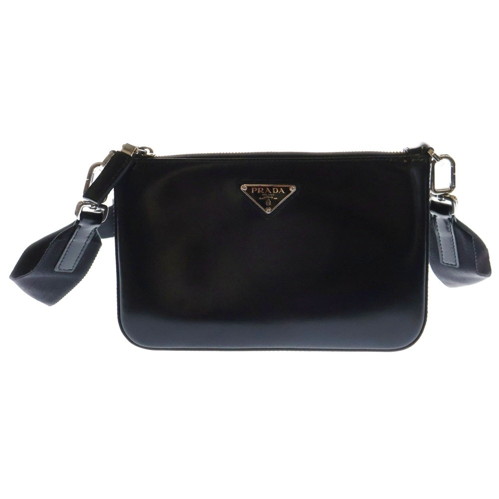 PRADA(プラダ) ショルダーバッグ ショルダーポシェット ミニバッグ ブラック シルバー金具 ブラッシュドレザー 2VH129