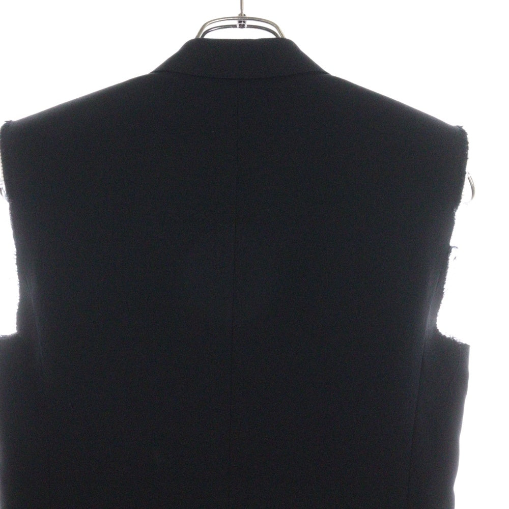 SAINT LAURENT PARIS(サンローランパリ) カットオフ ピークドラペル ノースリーブ ウール ジャケット ベスト ブラック 472854 Y239W