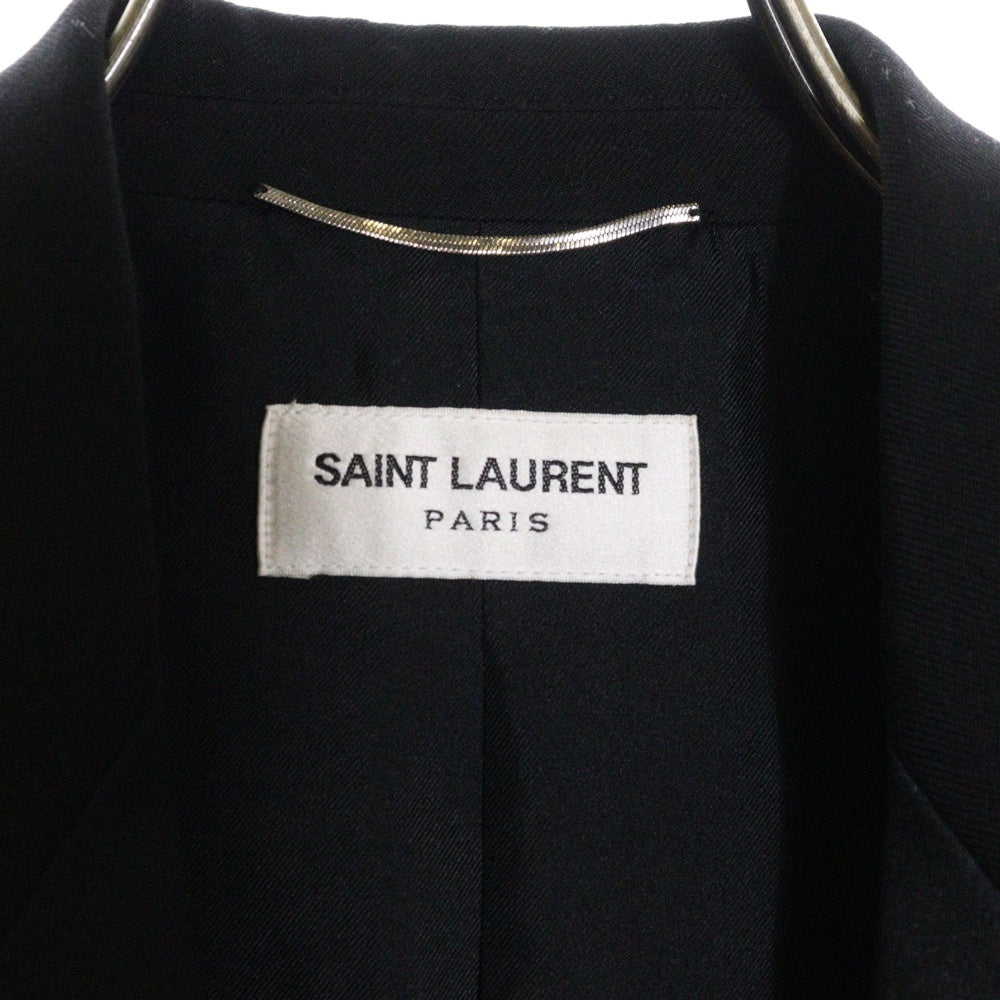 SAINT LAURENT PARIS(サンローランパリ) カットオフ ピークドラペル ノースリーブ ウール ジャケット ベスト ブラック 472854 Y239W