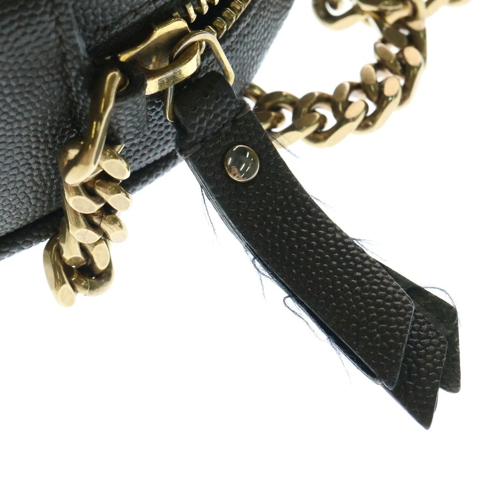 SAINT LAURENT PARIS(サンローランパリ) カサンドラ ラウンド チェーンショルダーバッグ グレー レザー ゴールド金具 610436