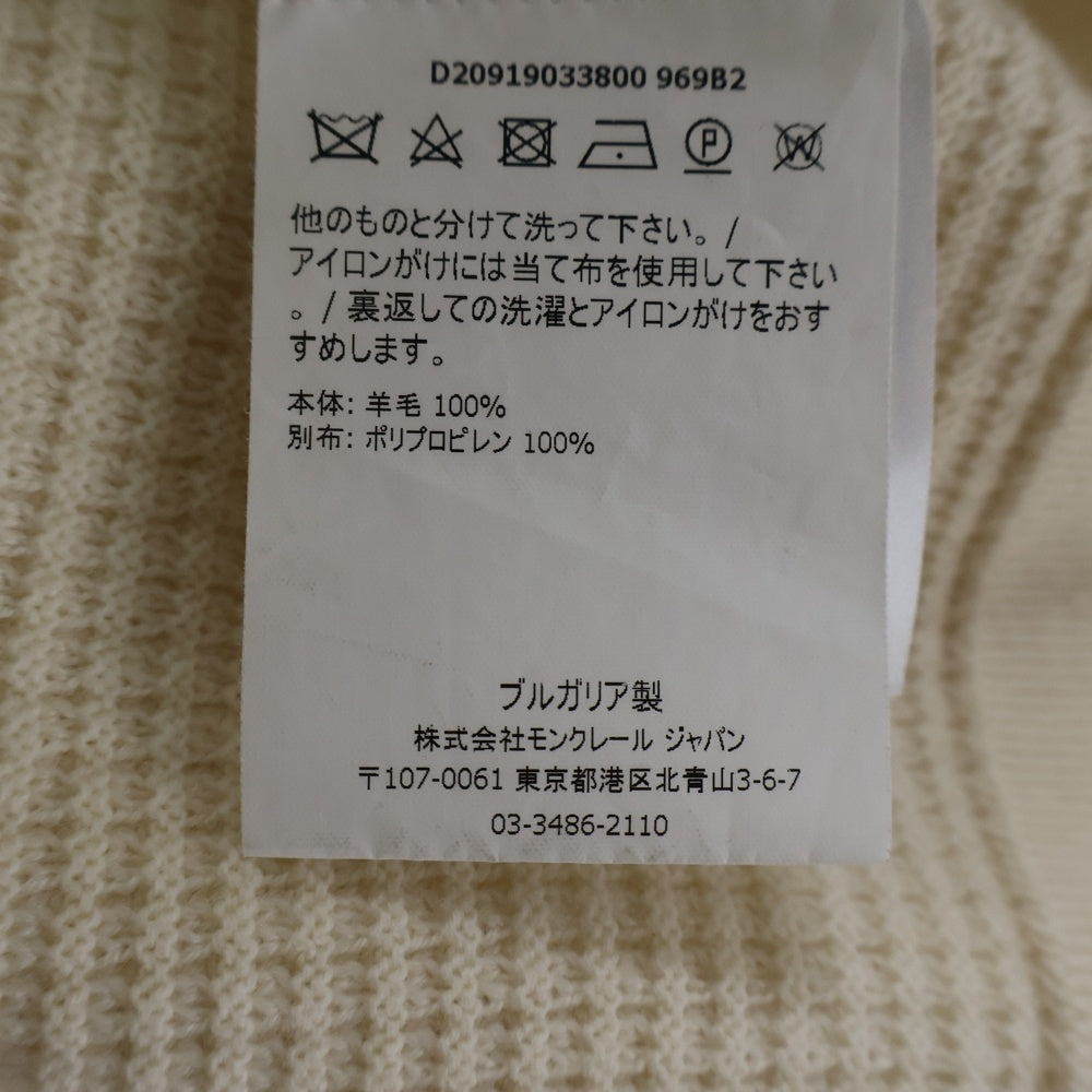 MONCLER(モンクレール) 18AW ワッペンロゴ ワッフル クルーネック プルオーバー ロングスリーブ 長袖 ニット セーター アイボリー D20919033800 969B2