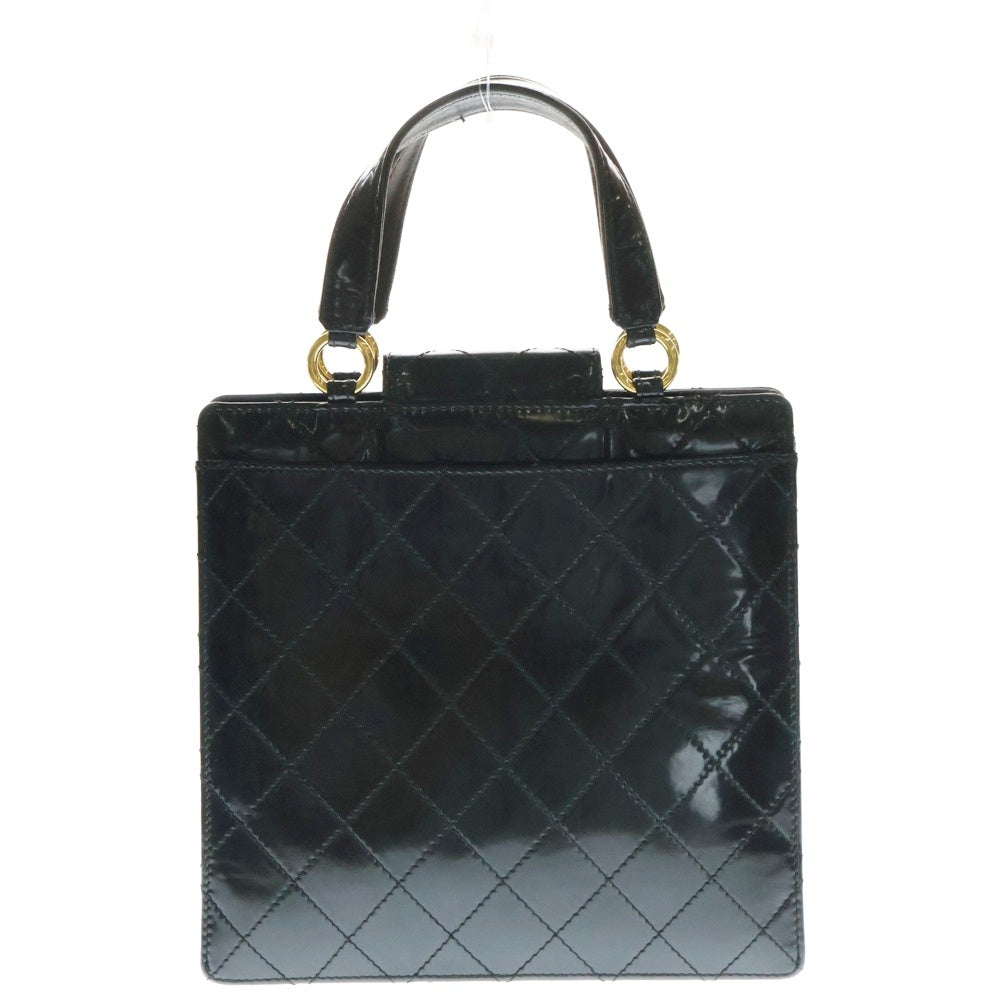 CHANEL(シャネル) ターンロック ココマーク ハンドバッグ ブラック エナメル ゴールド金具