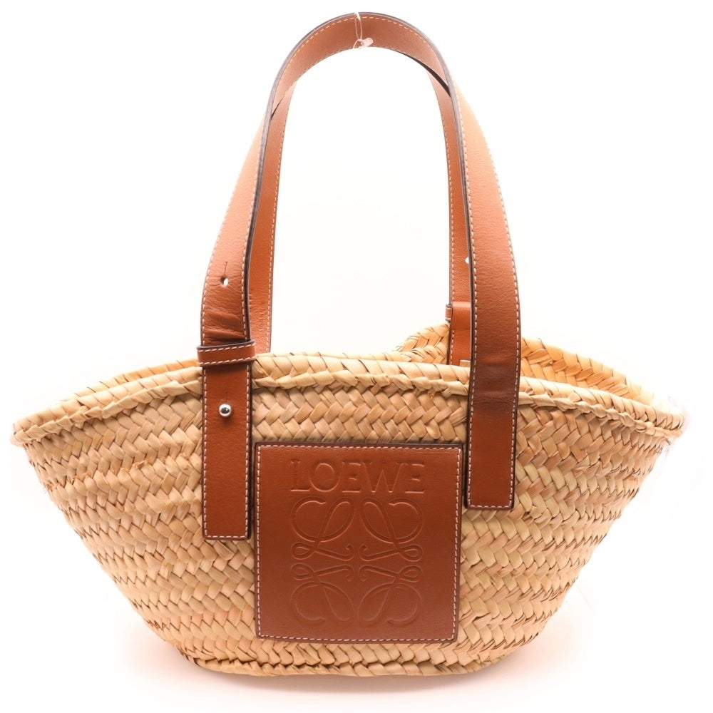 LOEWE(ロエベ) バスケットバッグ かごバッグ スモール ベージュ×ブラウン ラフィア×レザー