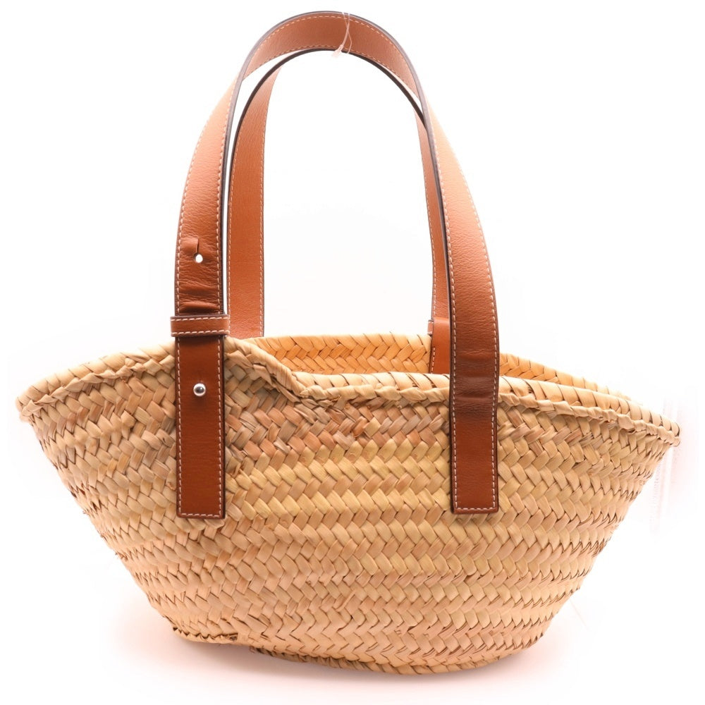 LOEWE(ロエベ) バスケットバッグ かごバッグ スモール ベージュ×ブラウン ラフィア×レザー