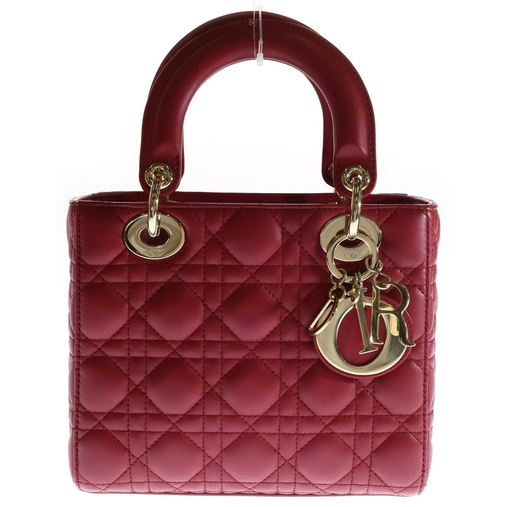 Christian Dior(クリスチャンディオール) Lady Dior My ABCDior マイレディディオール カナージュ 2WAY レザーハンドバッグ ショルダーバッグ レッド レディース