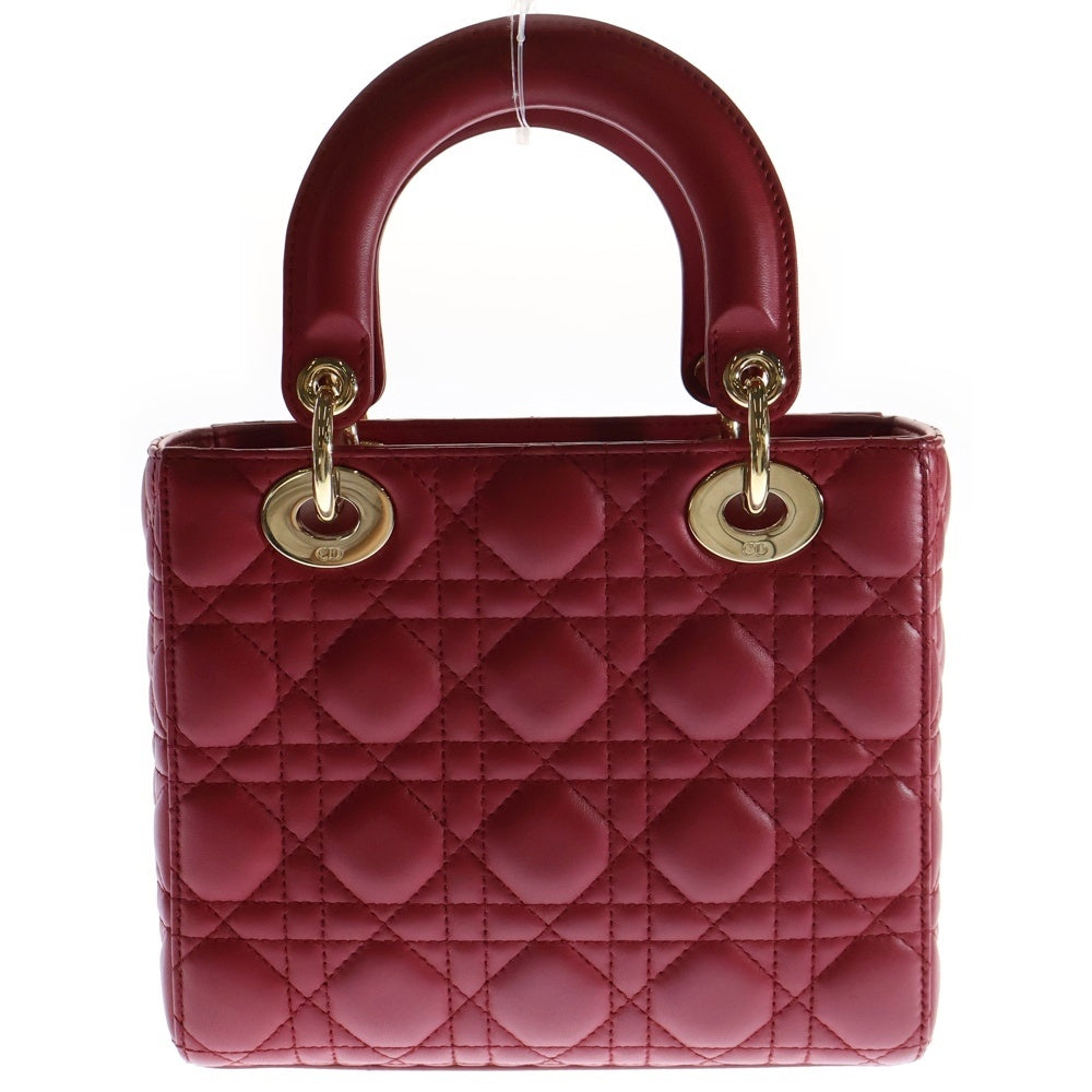 Christian Dior(クリスチャンディオール) Lady Dior My ABCDior マイレディディオール カナージュ 2WAY レザーハンドバッグ ショルダーバッグ レッド レディース