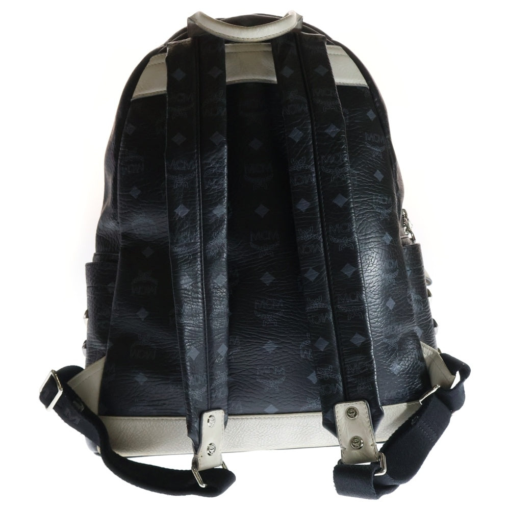 MCM(エム シー エム) LOVELESSコラボ スタッズ バックパック リュックサック ブラック×ホワイト シルバー金具 レザー