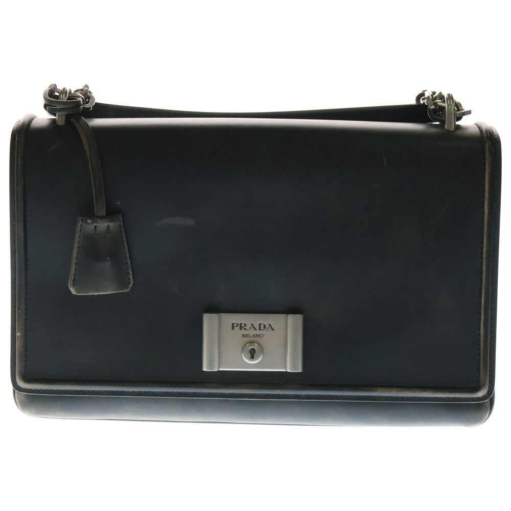 PRADA(プラダ) チェーンショルダーバッグ シルバー金具 ブラウン レザー