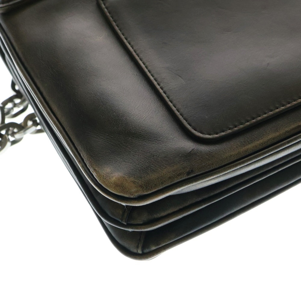 PRADA(プラダ) チェーンショルダーバッグ シルバー金具 ブラウン レザー