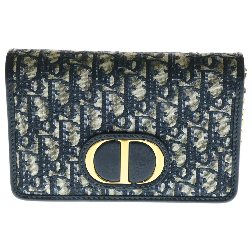 Christian Dior(クリスチャンディオール) 30 モンテーニュ オブリーク トロッター柄 キャンバス レザー CDロゴプレート ウエストポーチ ベルトバッグ ゴールド金具 ネイビー