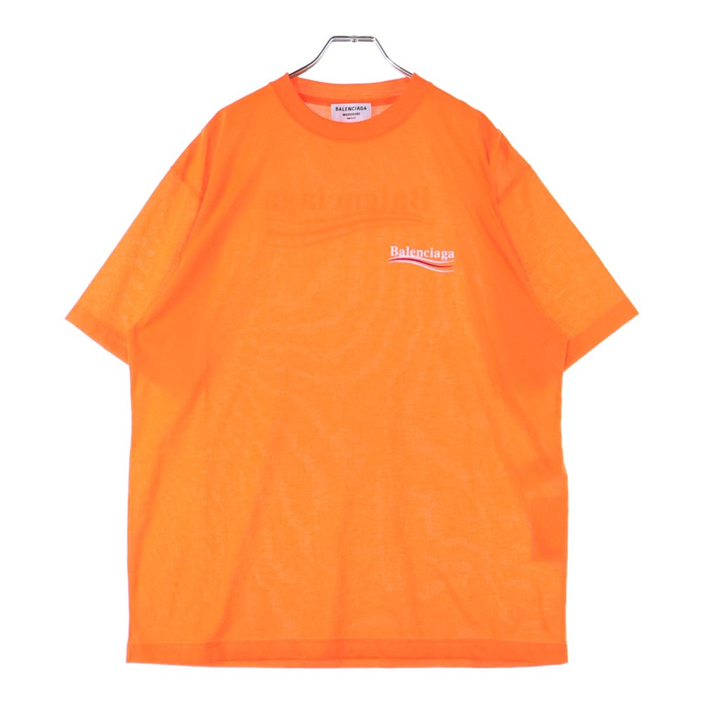 BALENCIAGA(バレンシアガ) キャンペーンロゴ バックプリント クルーネック 半袖Tシャツ カットソー オレンジ 641665