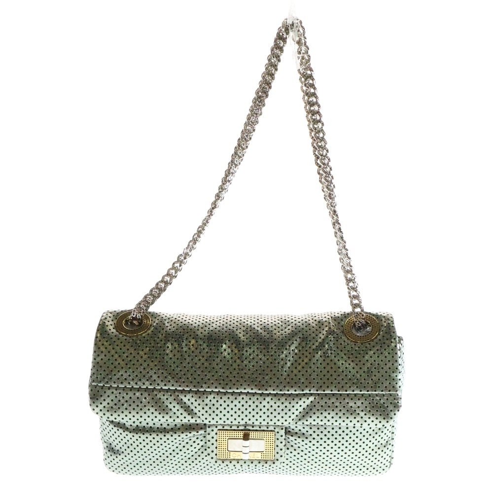 CHANEL(シャネル) 2.55 パンチング 2WAYバッグ ハンドバッグ チェーンショルダーバッグ メタリックグリーン シルバー×ゴールド金具