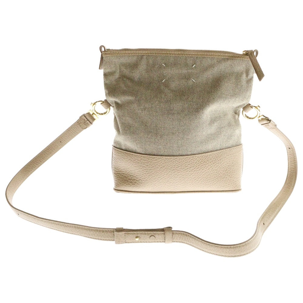 Maison Margiela 11(メゾンマルジェラ11) ホーボー ショルダーバッグ ベージュ ゴールド金具 レザー×キャンバス