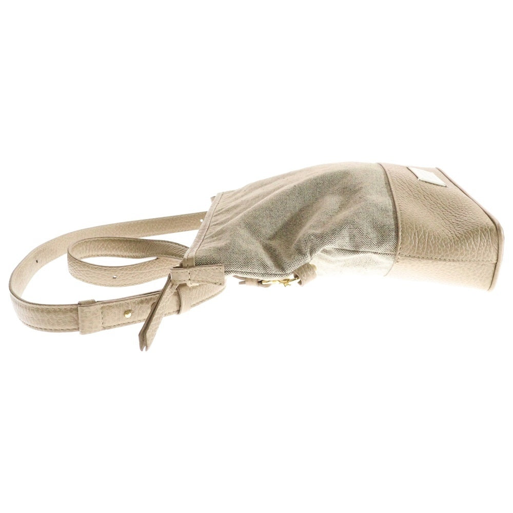 Maison Margiela 11(メゾンマルジェラ11) ホーボー ショルダーバッグ ベージュ ゴールド金具 レザー×キャンバス