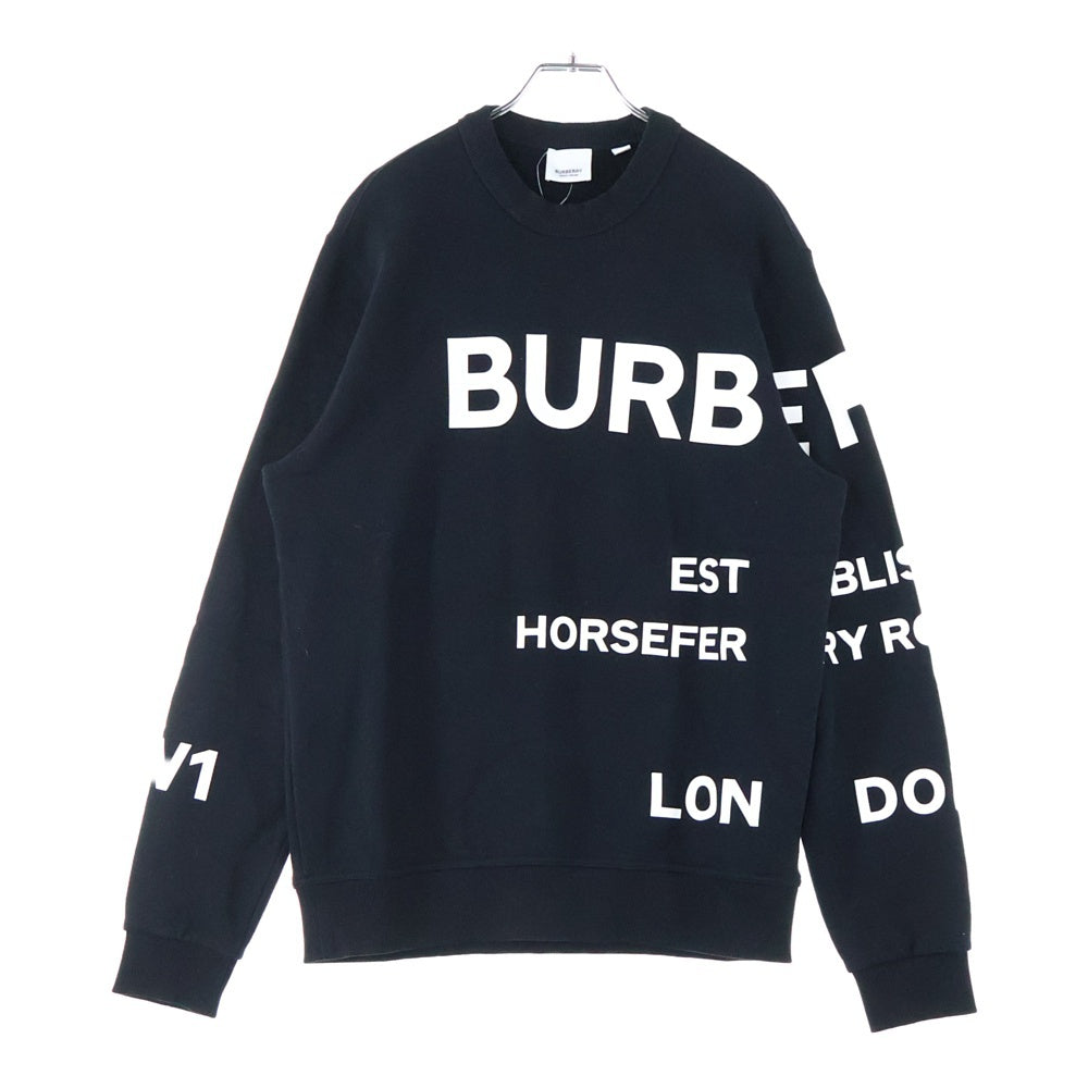 BURBERRY(バーバリー) ホースフェリー ラバーロゴプリント クルーネック プルオーバースウェットトレーナー ブラック 8040695