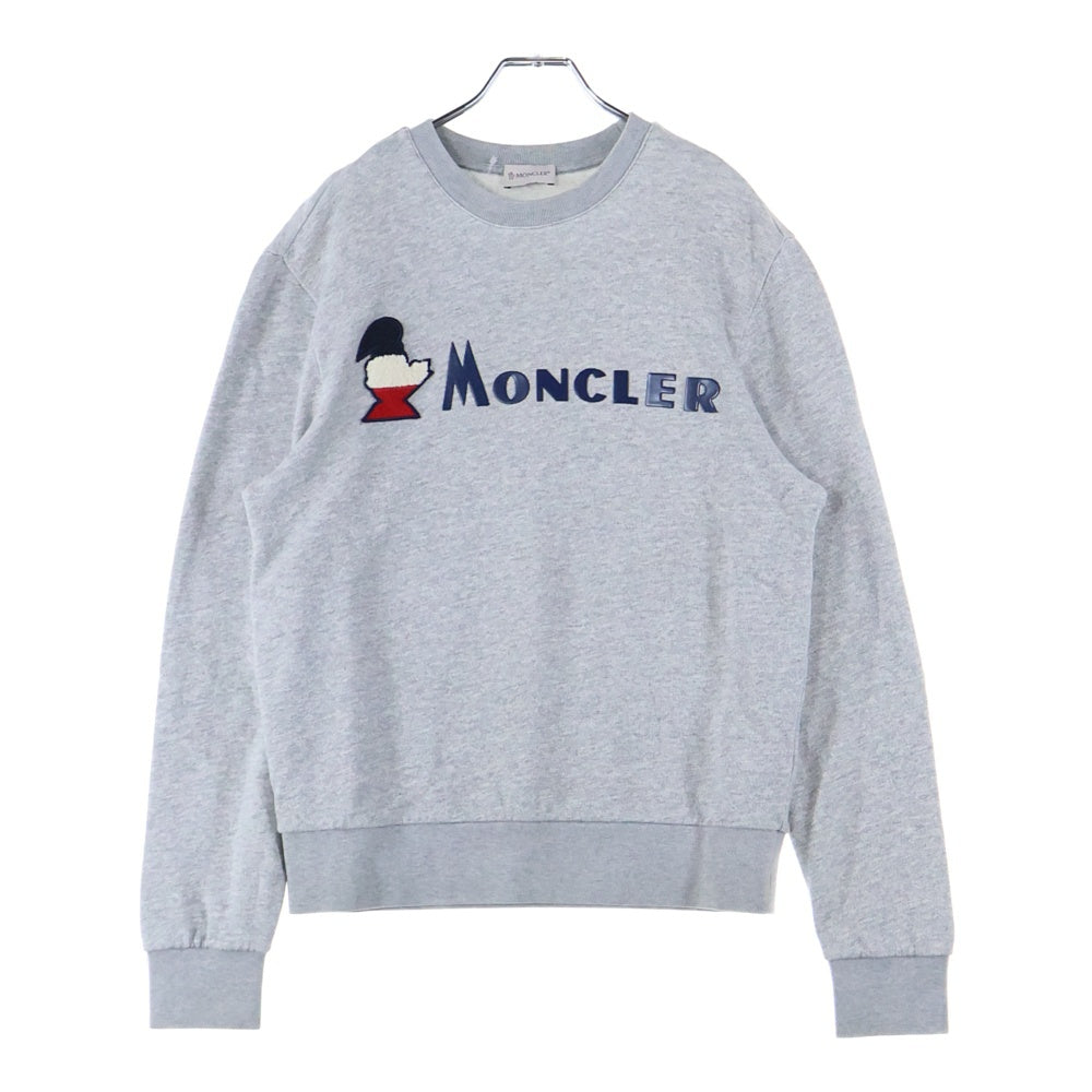 MONCLER(モンクレール) 19SS ラバーロゴプリント クルーネック プルオーバースウェットトレーナー グレー E10918041950 8098U