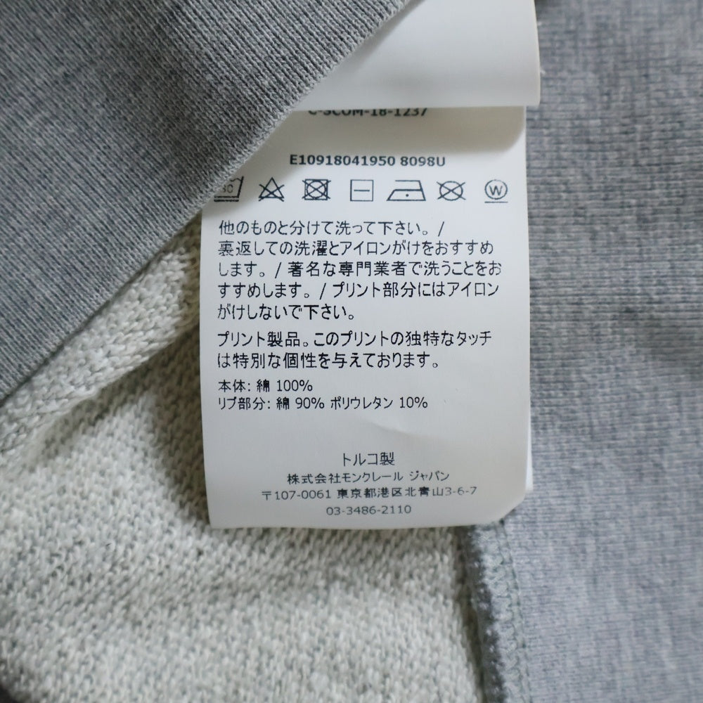 MONCLER(モンクレール) 19SS ラバーロゴプリント クルーネック プルオーバースウェットトレーナー グレー E10918041950 8098U