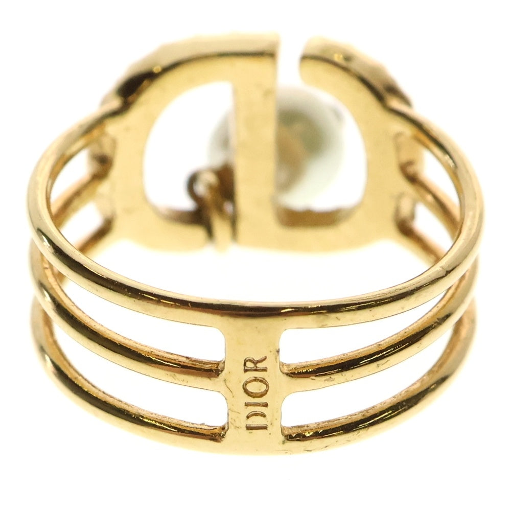【極美品】 DIOR CD ロゴ リング Lサイズ ゴールド パール Christian Dior - ◇ディオール◇ CD ロゴ / ラインストーン