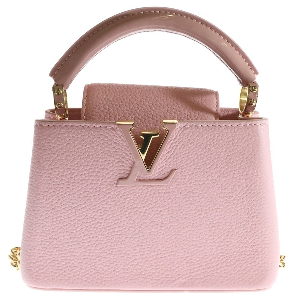 LOUIS VUITTON(ルイヴィトン) LV カプシーヌBB トリヨン 2WAY レザーハンドバッグ フラワーチェーンショルダーバッグ ピンク レディース M59065
