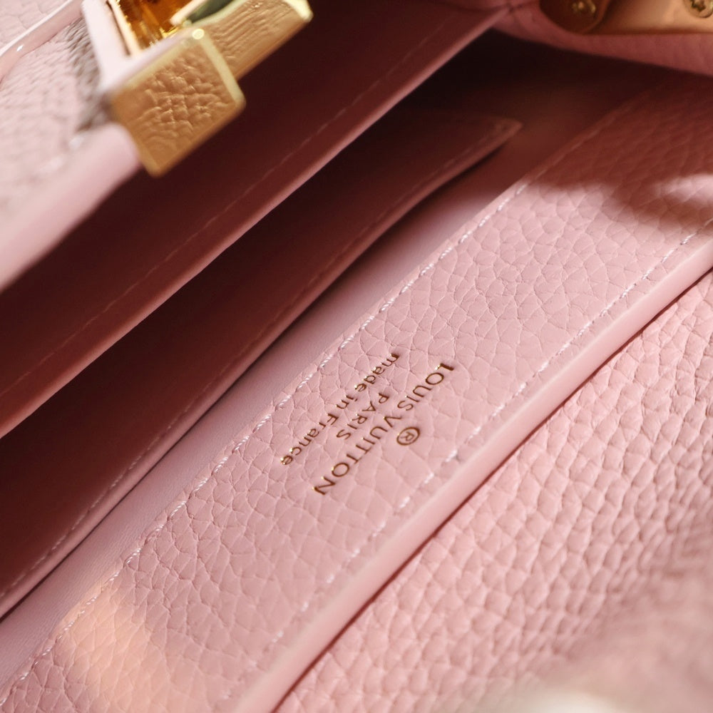 LOUIS VUITTON(ルイヴィトン) LV カプシーヌBB トリヨン 2WAY レザーハンドバッグ フラワーチェーンショルダーバッグ ピンク レディース M59065