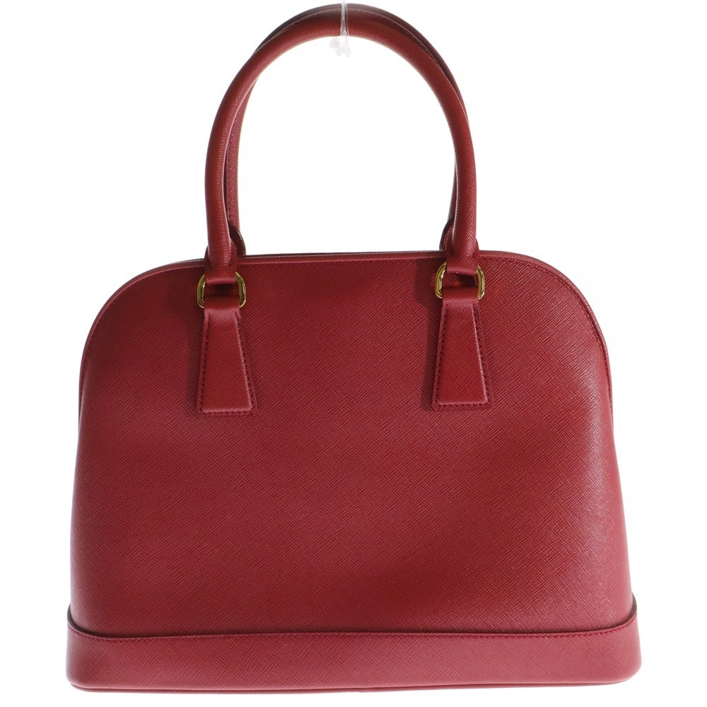 PRADA(プラダ) サフィアーノレザー トライアングルロゴプレート 2WAY ハンド ショルダーバッグ ゴールド金具 レッド 1BA567