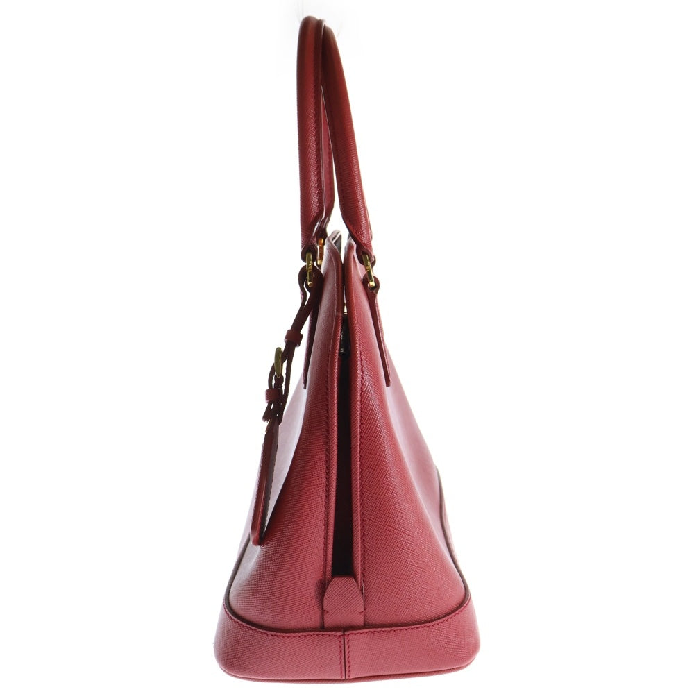 PRADA(プラダ) サフィアーノレザー トライアングルロゴプレート 2WAY ハンド ショルダーバッグ ゴールド金具 レッド 1BA567