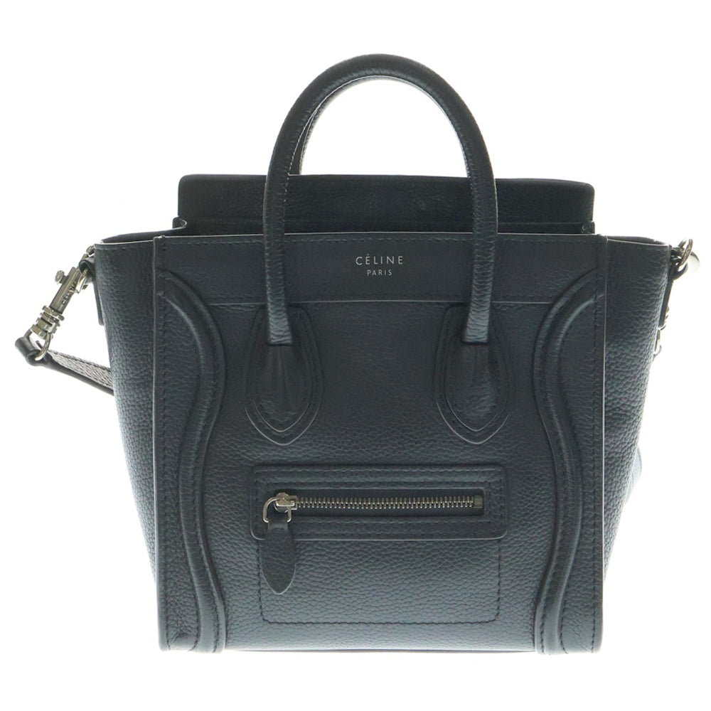 CELINE(セリーヌ) ラゲージナノショッパー 2WAY レザーハンドバッグ ショルダーバッグ ブラック レディース