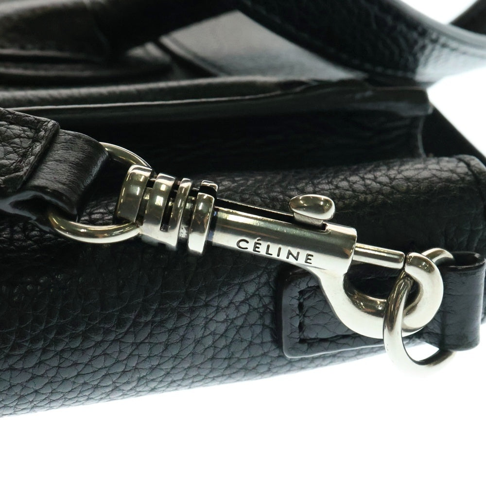 CELINE(セリーヌ) ラゲージナノショッパー 2WAY レザーハンドバッグ ショルダーバッグ ブラック レディース