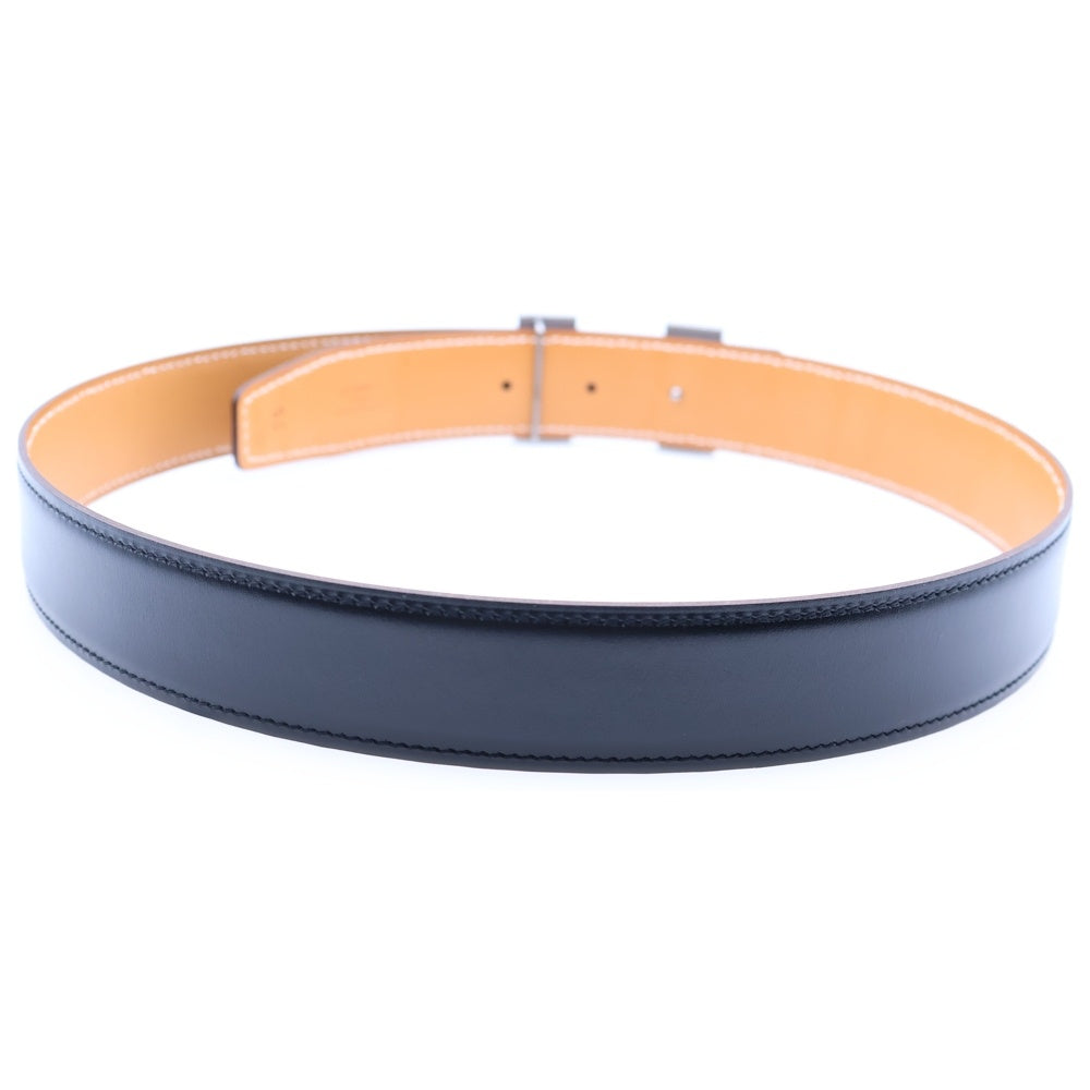 HERMES(エルメス) Hベルト ブラック×ブラウン シルバー金具 レザー □G刻印