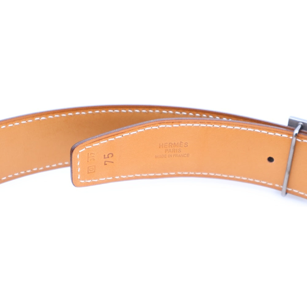 HERMES(エルメス) Hベルト ブラック×ブラウン シルバー金具 レザー □G刻印