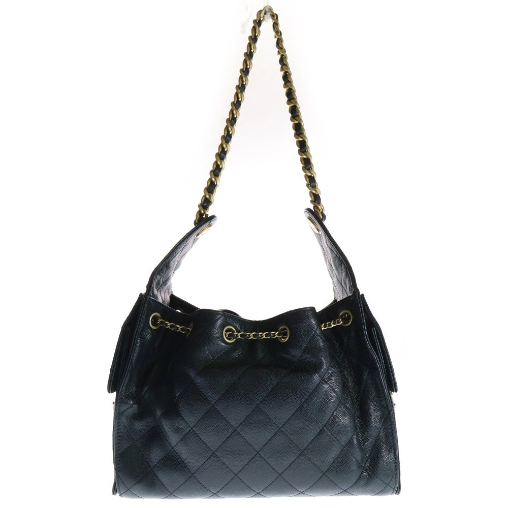 CHANEL(シャネル) シャネル25 ココマーク キャビアスキン レザー スモール チェーン ハンド ワンショルダーバッグ ゴールド金具 ブラック AS5293