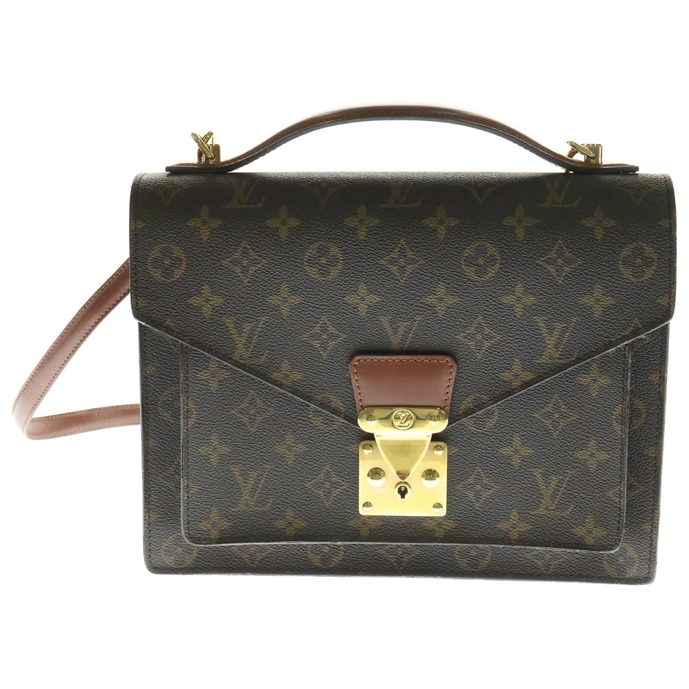 LOUIS VUITTON(ルイヴィトン) モノグラム モンソー28 2WAYバッグ ハンドバッグ ショルダーバッグ ブラウン ゴールド金具 レザー×PVC M51185