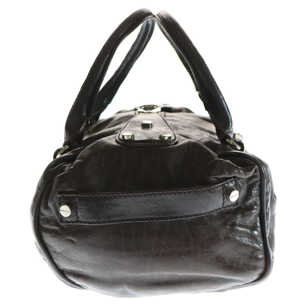 BALENCIAGA(バレンシアガ) ザ シティ ホイッスル チャーム レザー ハンドバッグ シルバー金具 ブラウン 168034