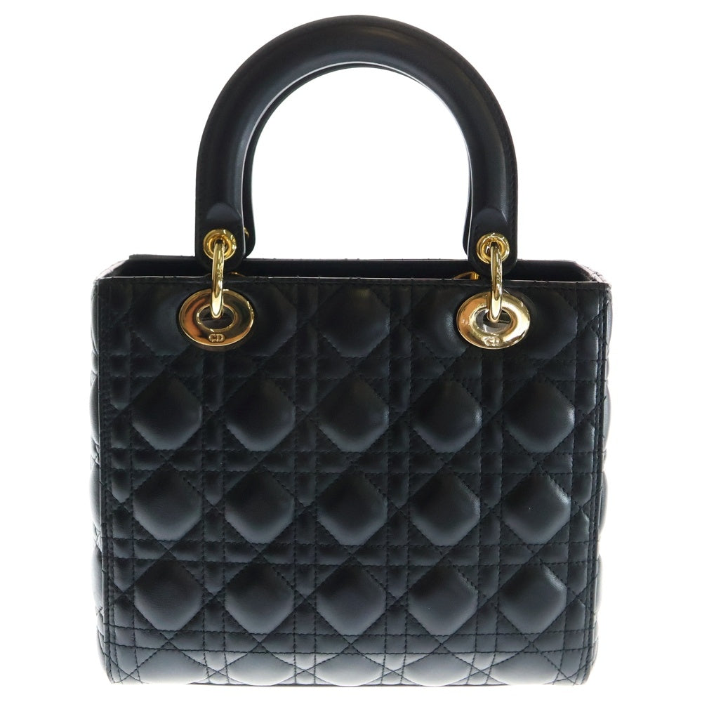 Christian Dior(クリスチャンディオール) レディディオール ミディアム カナージュ ラムスキン ブラック レザー 2WAY ハンドバッグ ショルダーバッグ