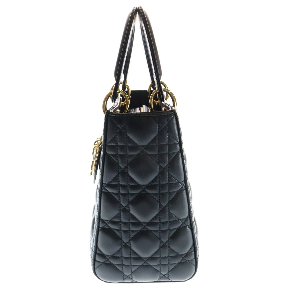 Christian Dior(クリスチャンディオール) レディディオール ミディアム カナージュ ラムスキン ブラック レザー 2WAY ハンドバッグ ショルダーバッグ