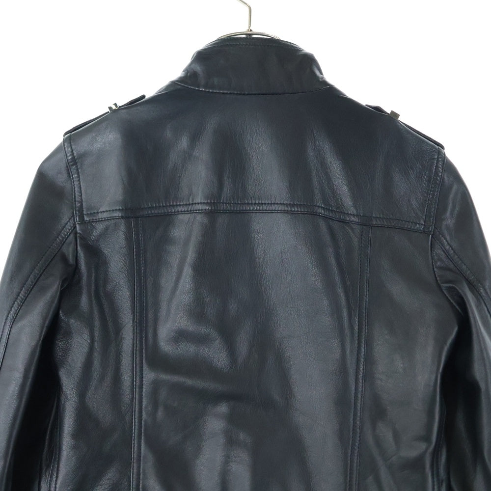 BALLY(バリー) エポレット付スタンドカラーレザージャケット リブ付ブルゾン ブラック