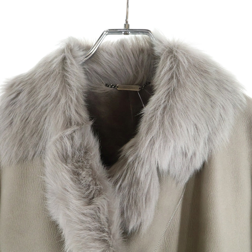 HUGO BOSS(ヒューゴボス) ベルト付ファーレザーコート ベージュ 10128620