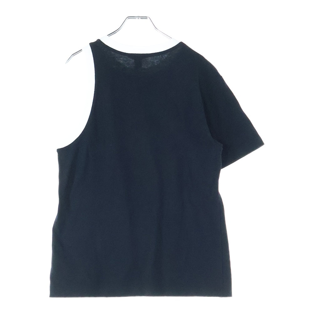 LOUIS VUITTON(ルイヴィトン) 23AW コントラスト トリム LVチェーン装飾 クルーネック 半袖 ノースリーブ Tシャツ カットソー ゴールド金具 ブラック/ホワイト RW232W OB0 FPJT08
