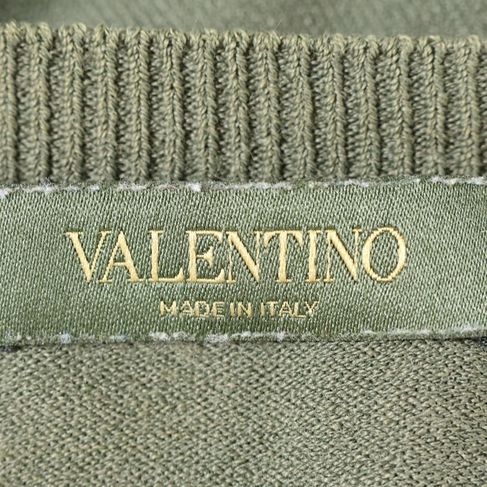 VALENTINO(ヴァレンティノ) パンサー ジャガー スリーブ クルーネック ロングスリーブ レーヨンニット セーター カーキ MV0KC20A4AH