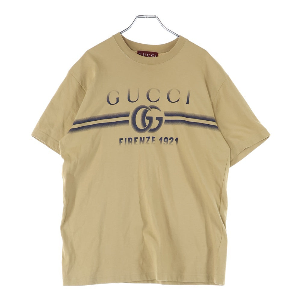 GUCCI(グッチ) 25SS GGロゴプリント クルーネック 半袖Tシャツ カットソー ベージュ 785345
