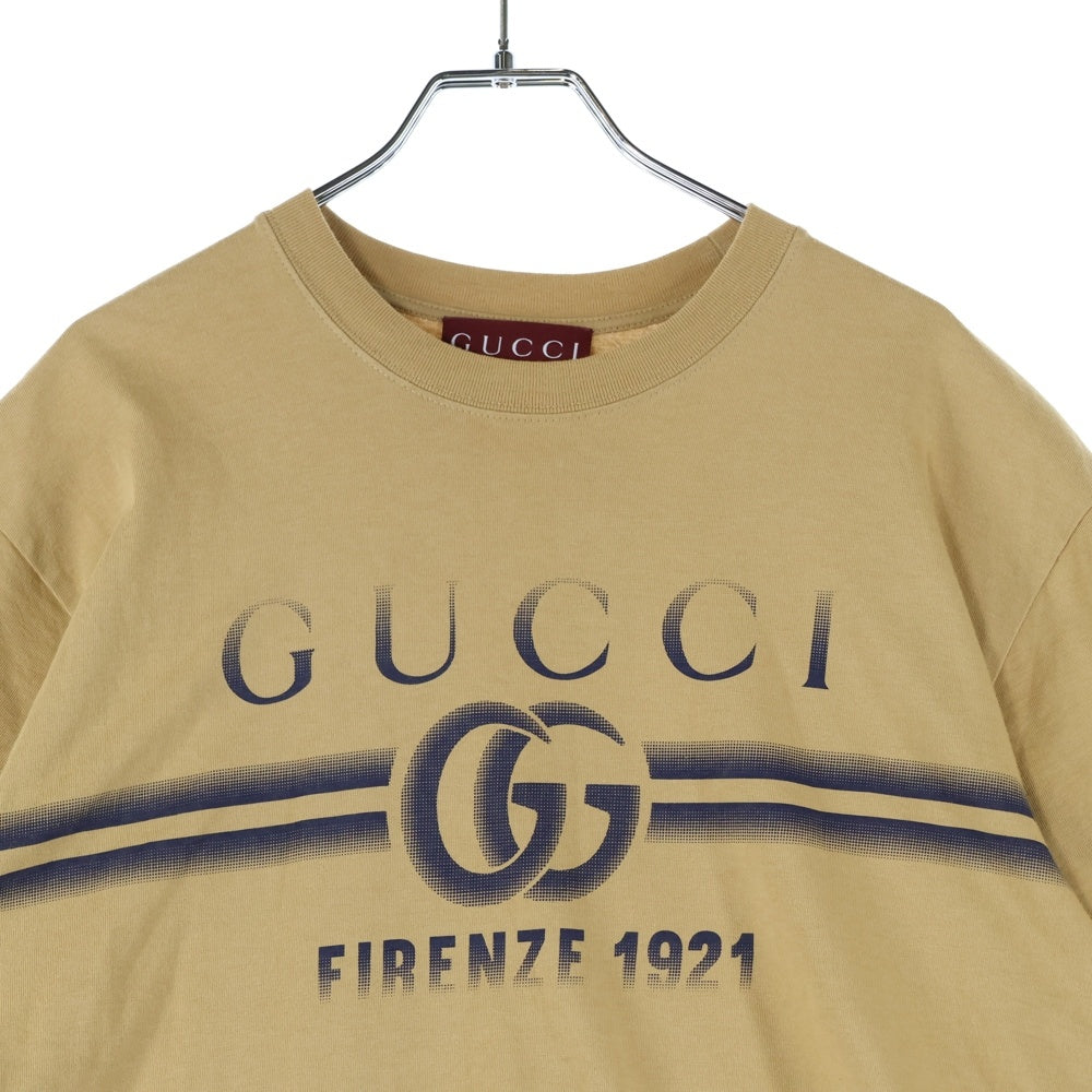 GUCCI(グッチ) 25SS GGロゴプリント クルーネック 半袖Tシャツ カットソー ベージュ 785345